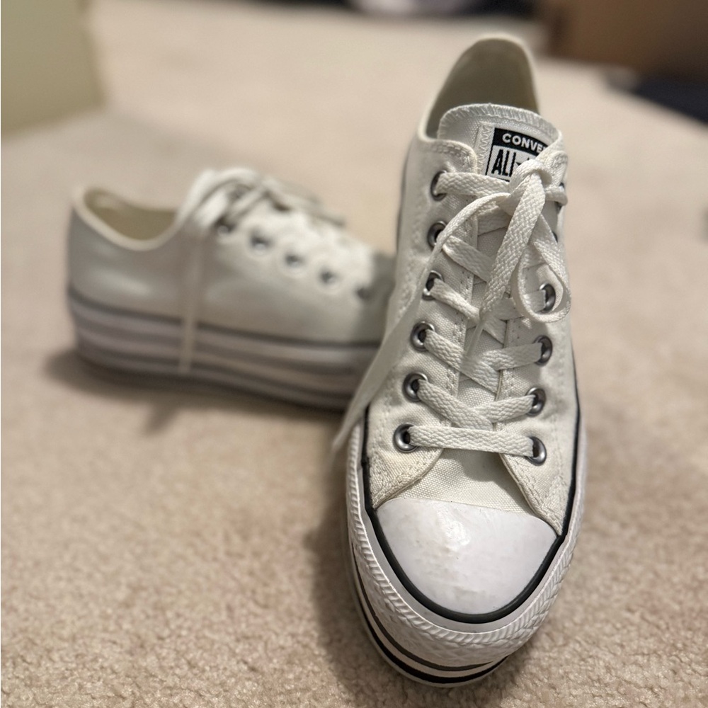 Converse Platform White/Cream Canvas Sneakers
